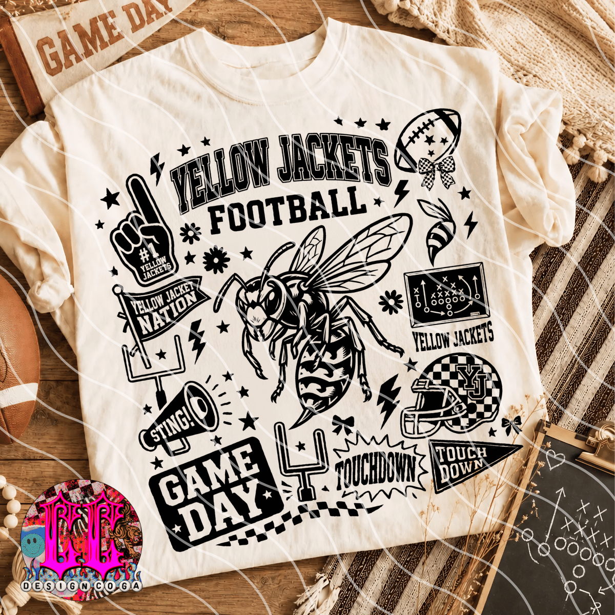 YELLOW JACKETS MASCOT COLLAGE PNG DIGITAL DOWNLOAD