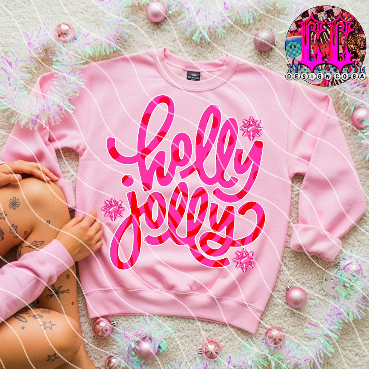 HOLLY JOLLY PINK PNG DIGITAL DOWNLOAD