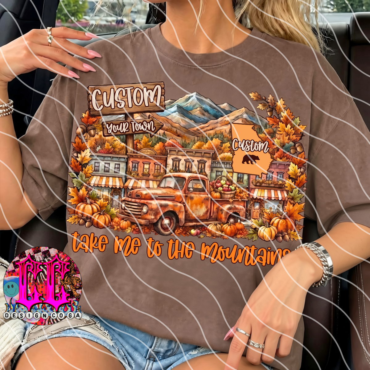 CUSTOM FALL MOUNTAIN TOWN PNG DIGITAL DOWNLOAD