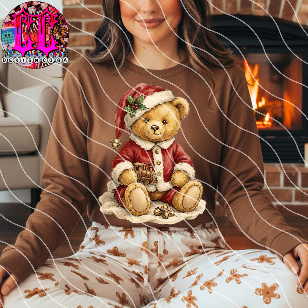 VINTAGE CHRISTMAS TEDDY BEAR TRAIN PNG DIGITAL DOWNLOAD
