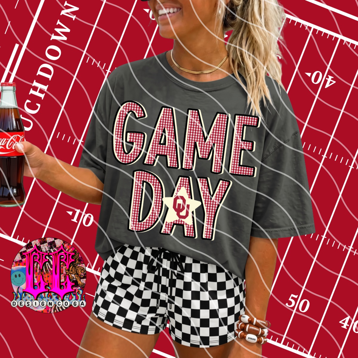 SOONERS GAME DAY PLAID FOOTBALL PNG DIGITAL DOWNLOAD