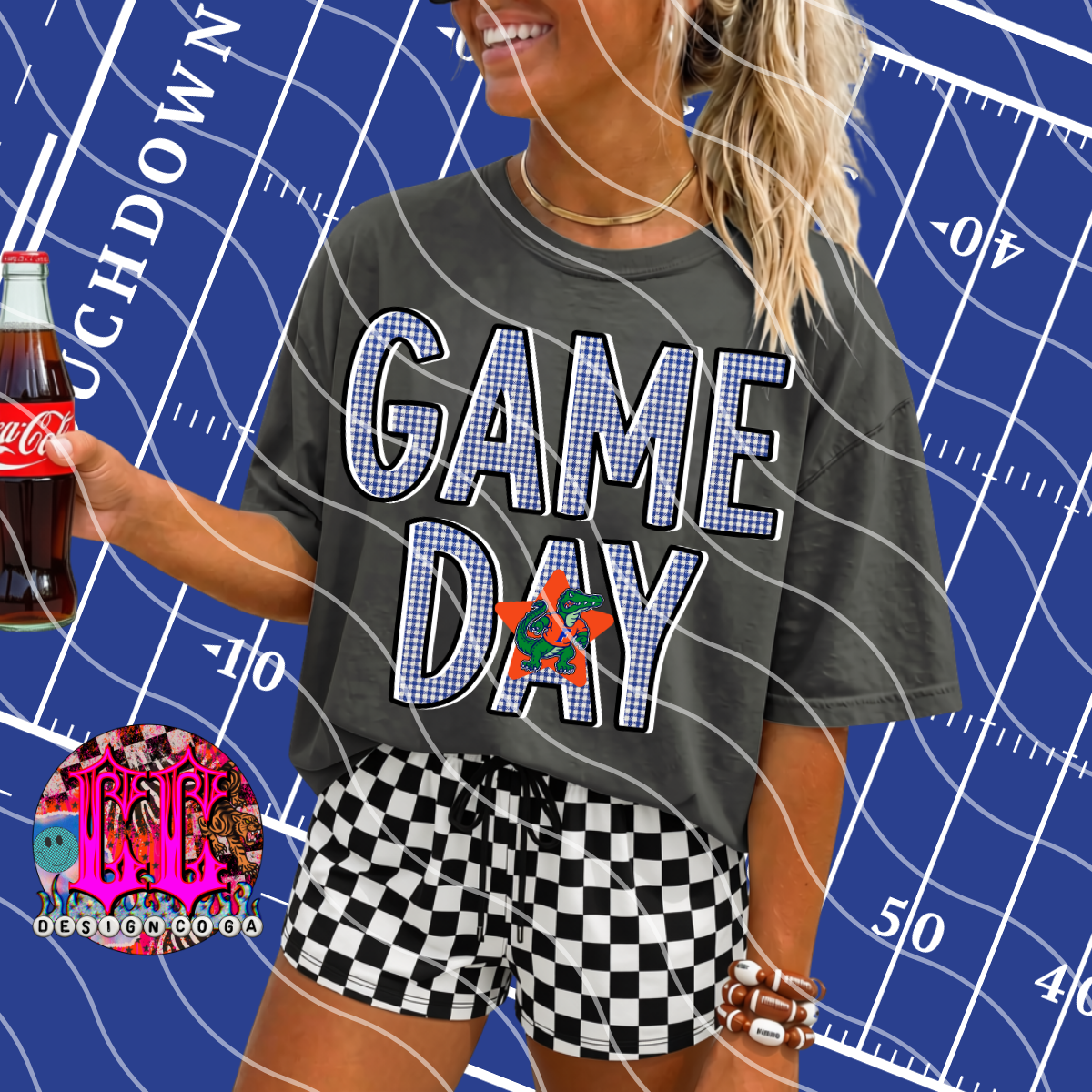 GATORS GAME DAY PLAID FOOTBALL PNG DIGITAL DOWNLOAD