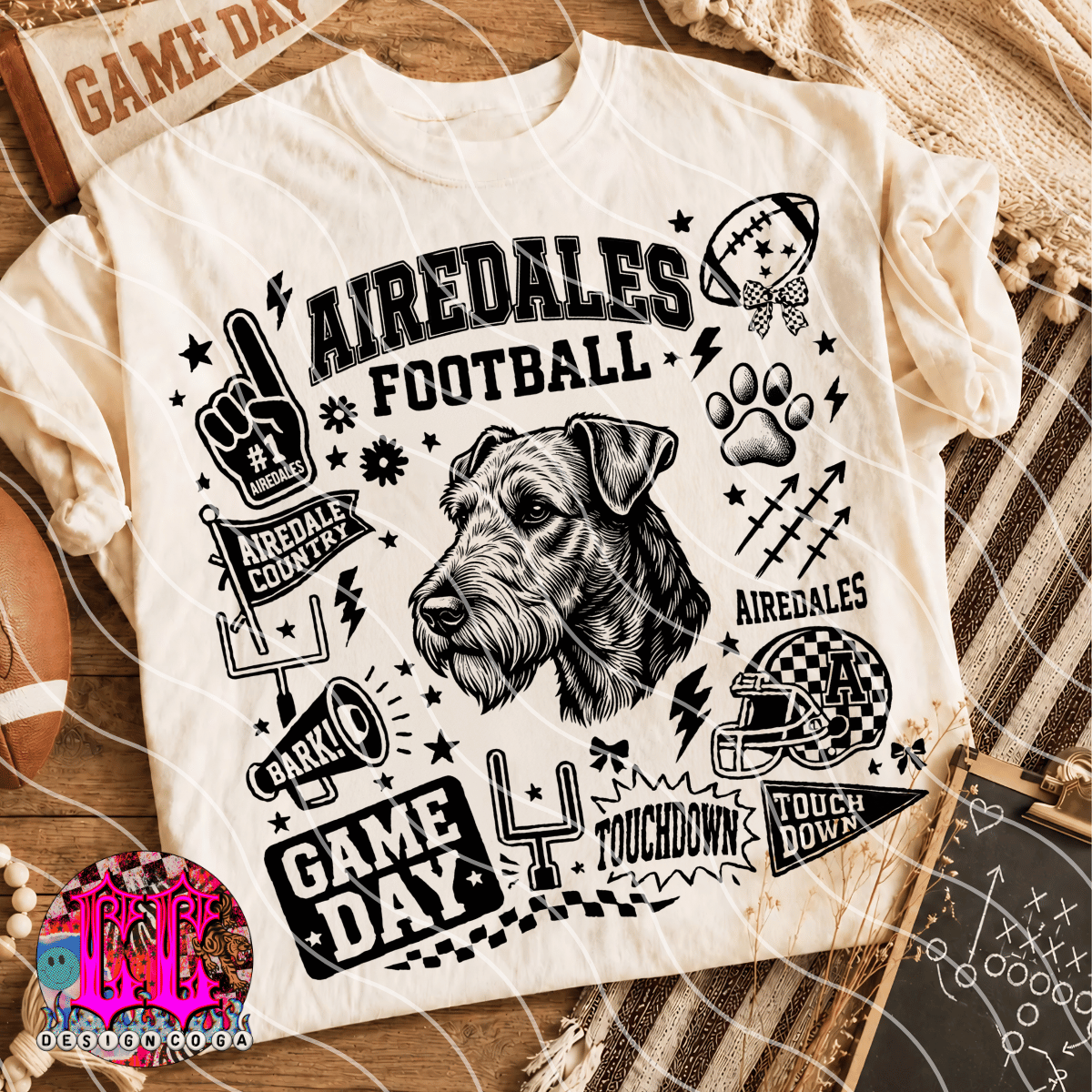 AIREDALES MASCOT COLLAGE PNG DIGITAL DOWNLOAD