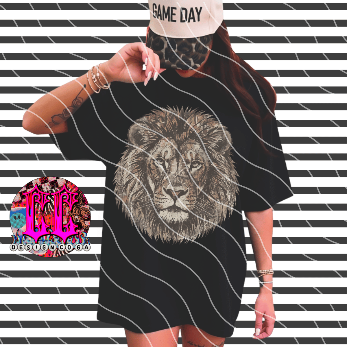 LIONS CAMO MASCOT PNG DIGITAL DOWNLOAD