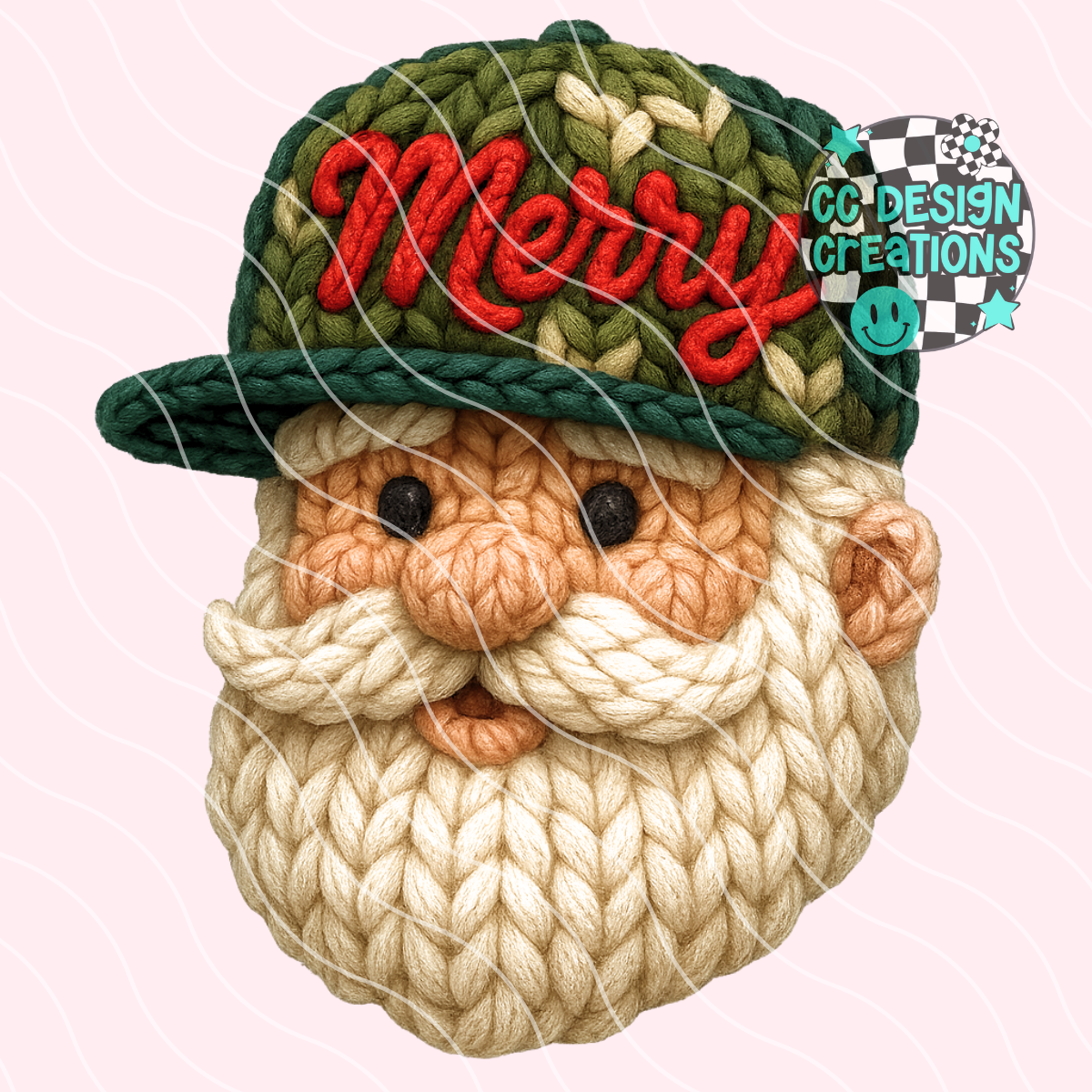 FAUX YARN Camo Hat Santa PNG Digital Download