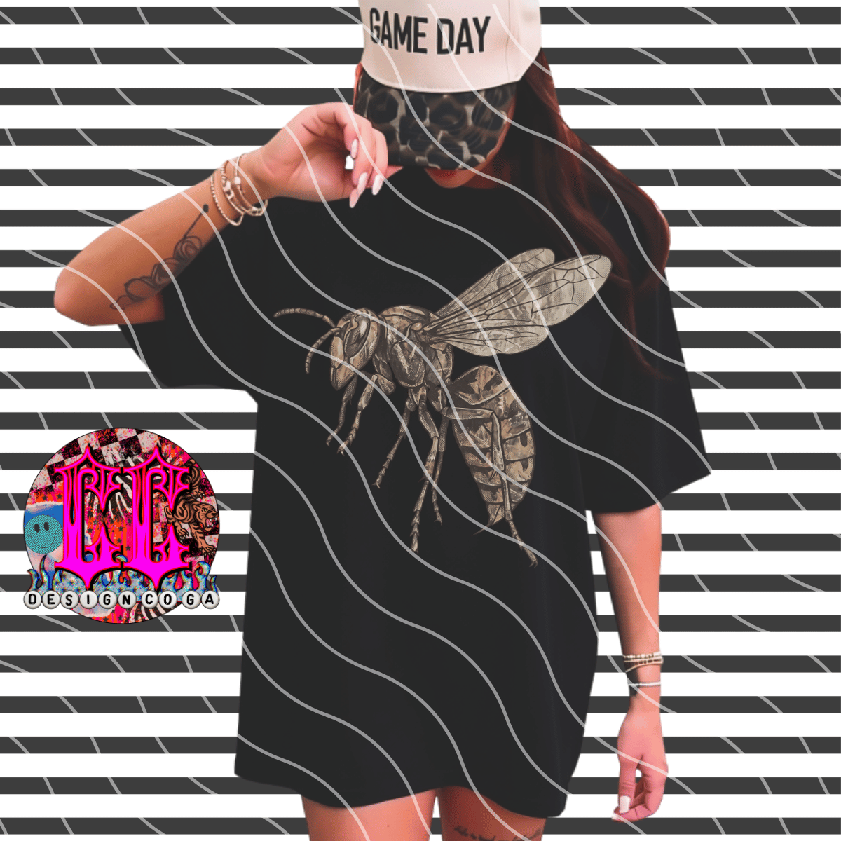 HORNETS CAMO MASCOT PNG DIGITAL DOWNLOAD