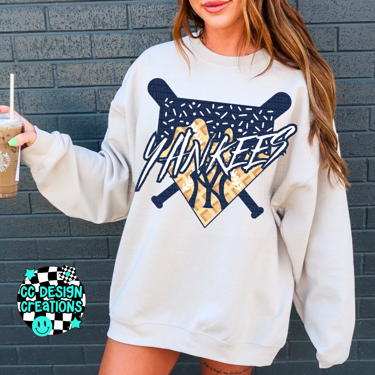 Yankees Baseball Drip PNG Digital Download