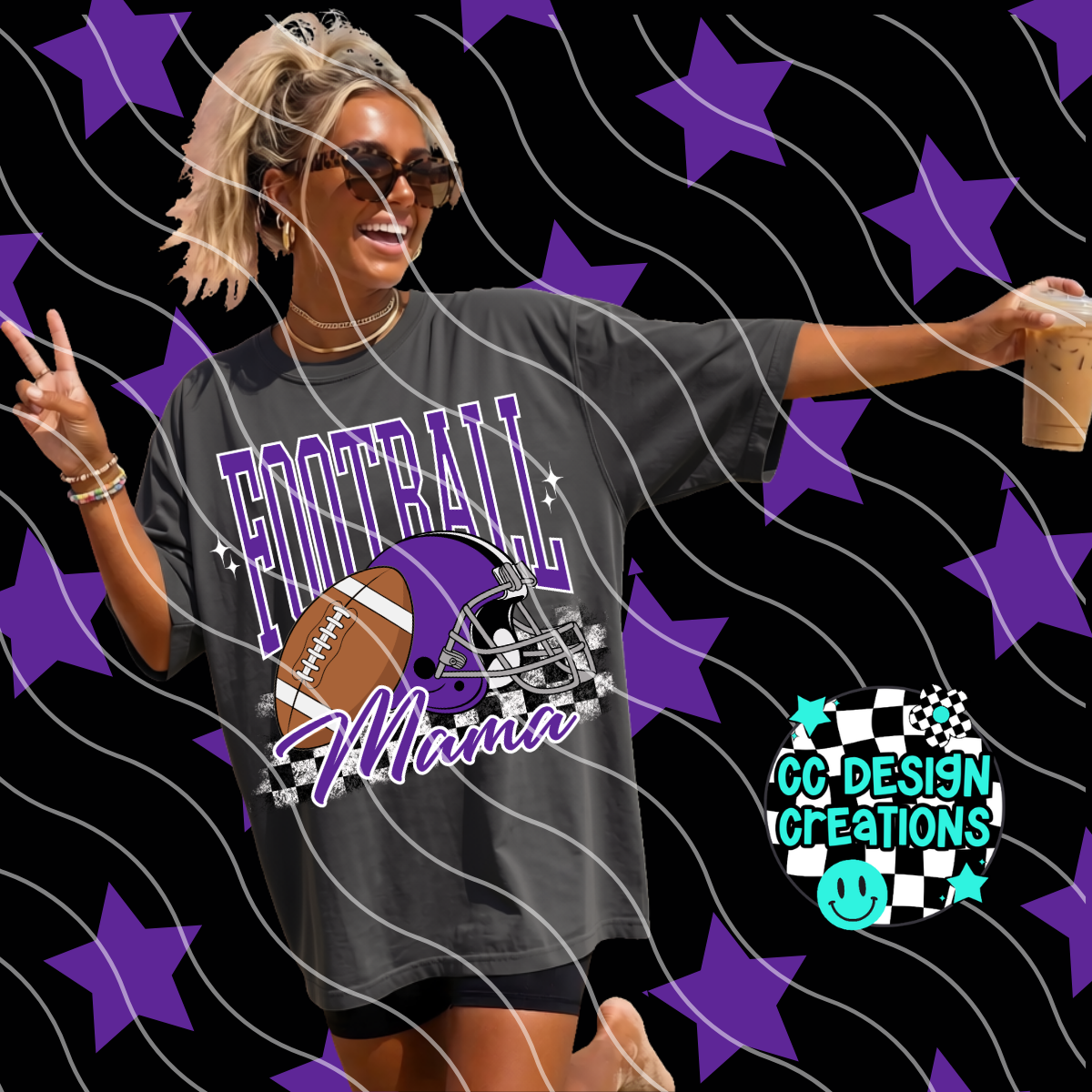 PURPLE FOOTBALL MAMA PNG DIGITAL DOWNLOAD