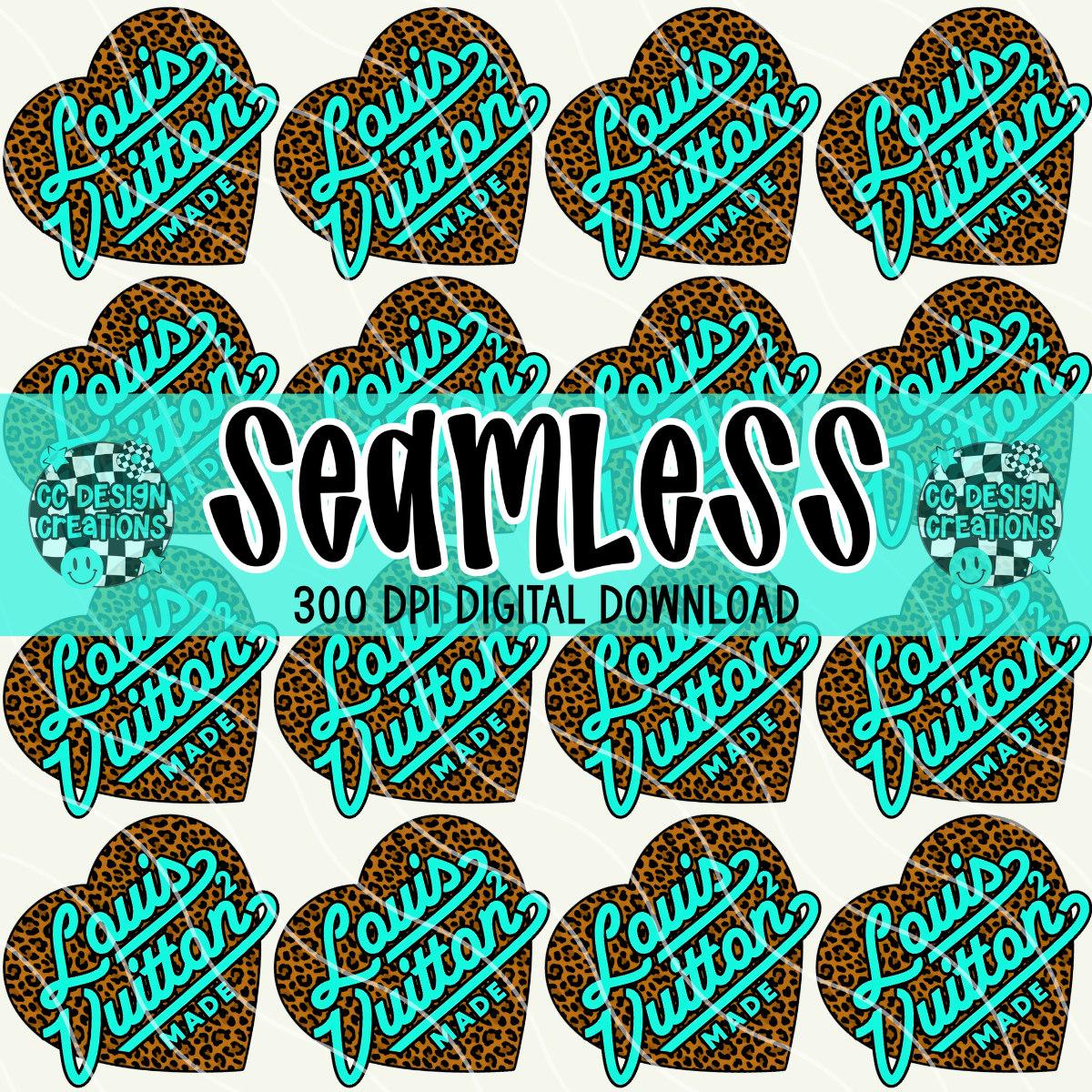 SEAMLESS Leopard Turquoise Louis PNG Digital Download