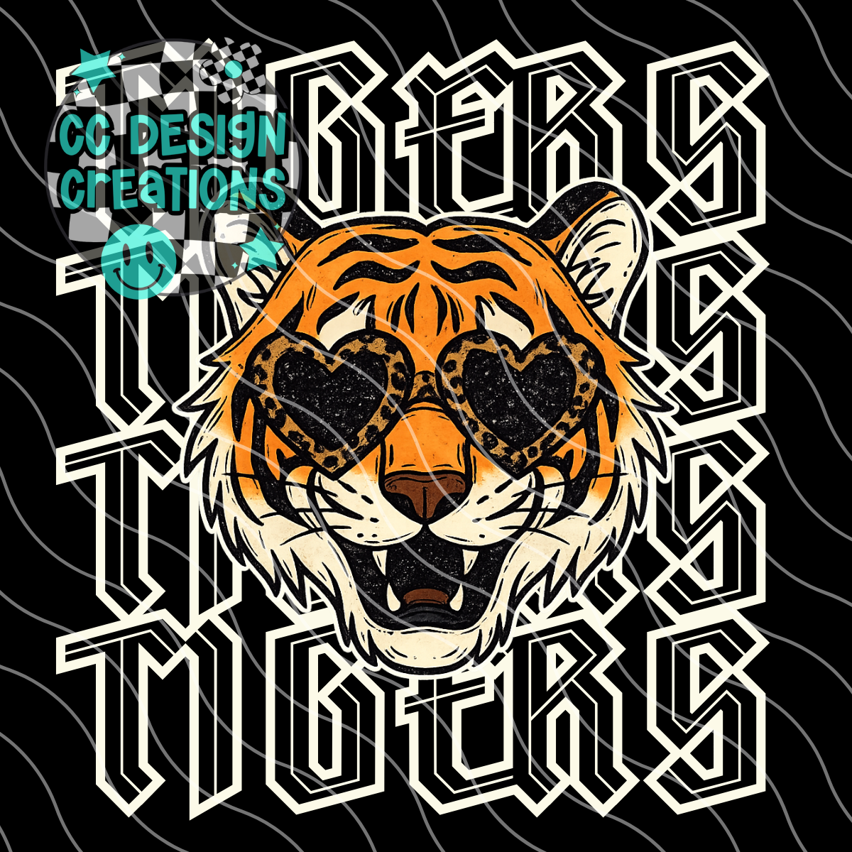 Tiger Preppy Grunge Mascot PNG Digital Download