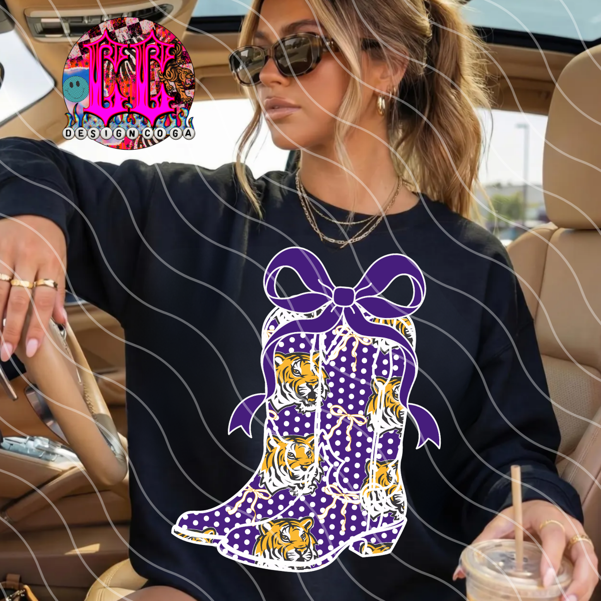 POLKA DOT COWGIRL LS TIGERS PNG DIGITAL DOWNLOAD