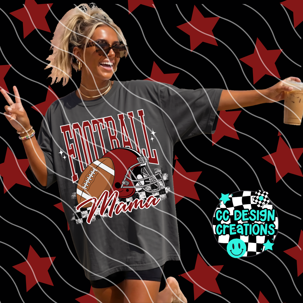 CRIMSON FOOTBALL MAMA PNG DIGITAL DOWNLOAD