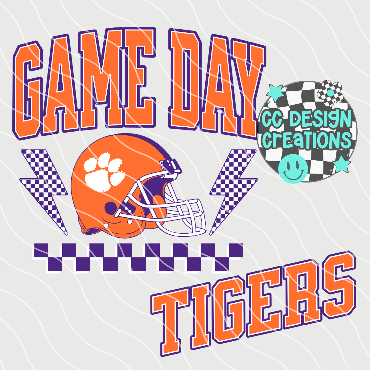 Clem Tigers Game Day Retro Football PNG Digital Download