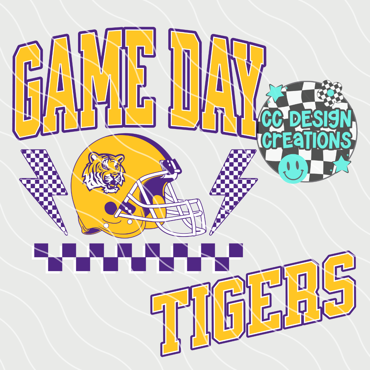 LSU Tigers Game Day Retro Football PNG Digital Download