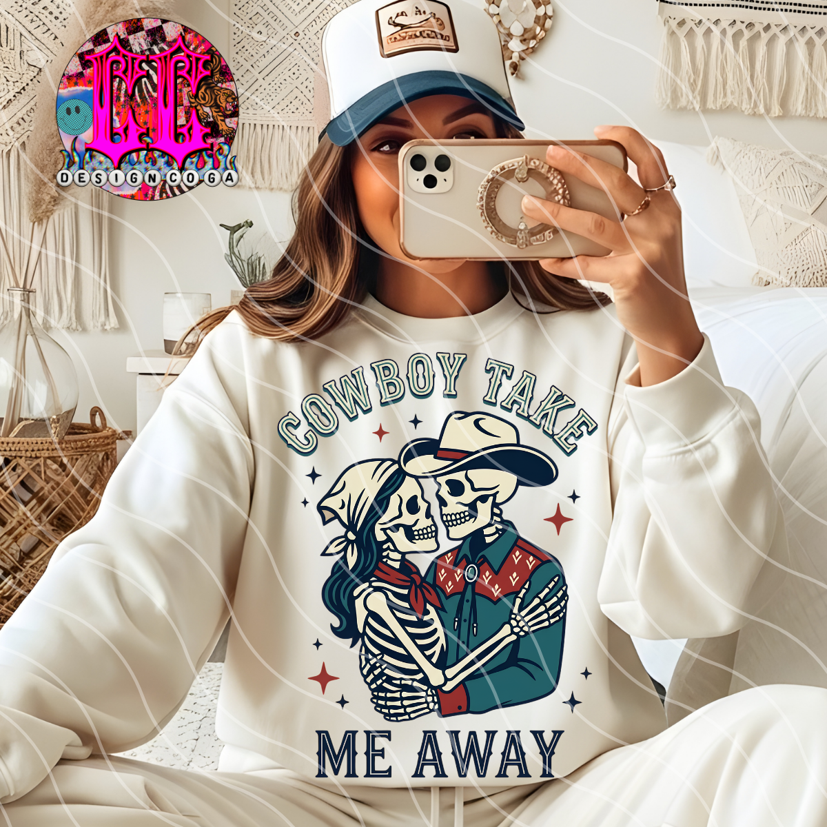 COWBOY TAKE ME AWAY SKELLIE PNG DIGITAL DOWNLOAD