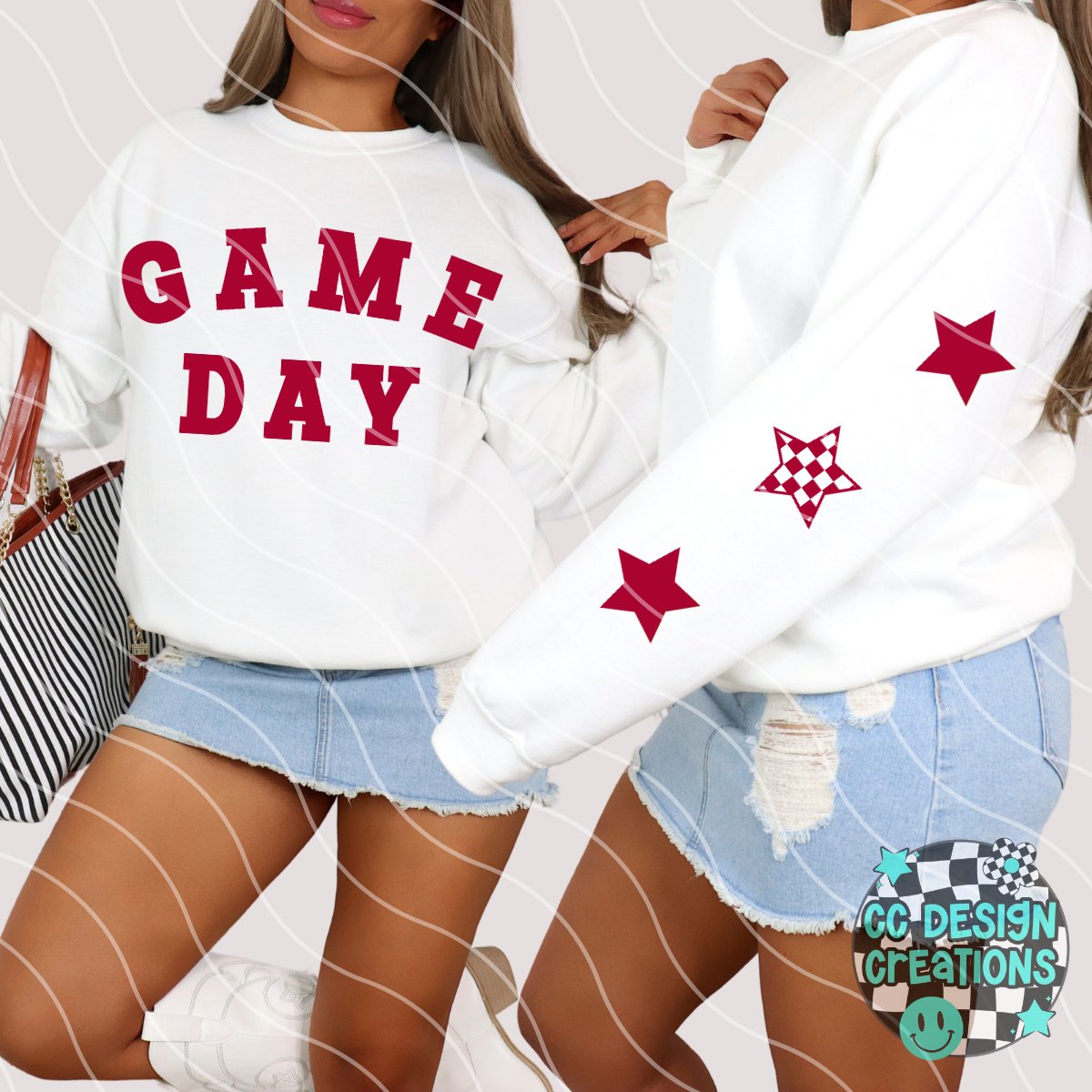 Crimson Retro Game Day PNG Digital Download