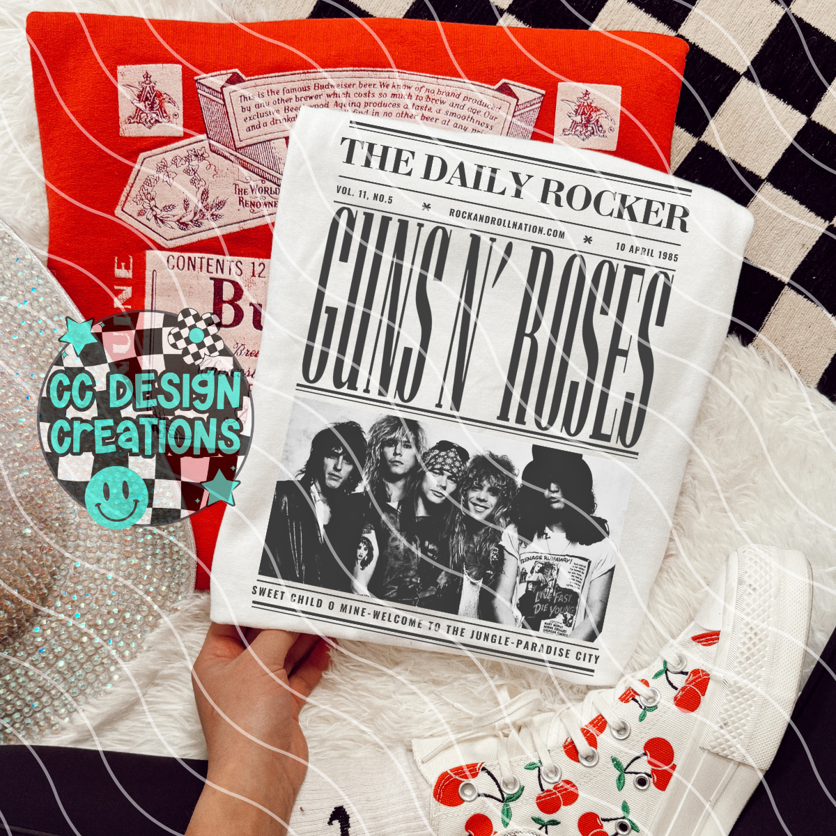 Rock N Roll Newspaper Gu nsN Ros es PNG Digital Download