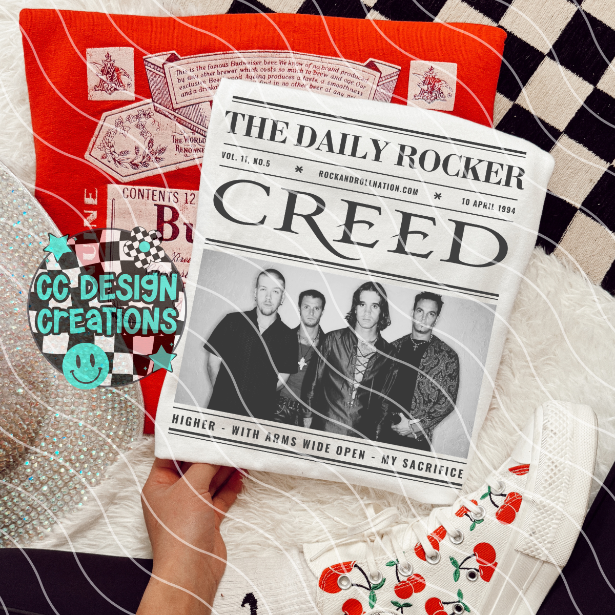Rock N Roll Newspaper Cr eed PNG Digital Download