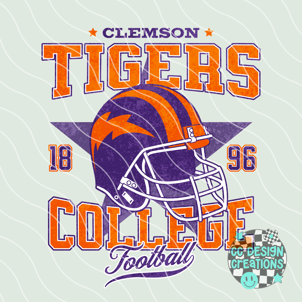 Retro All Star Clem Tigers Football PNG Digital Download