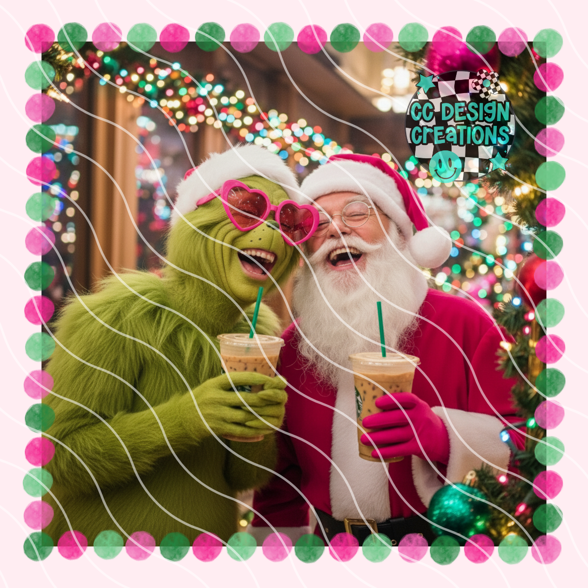 G rinch and Santa Coffee PNG Digital Download