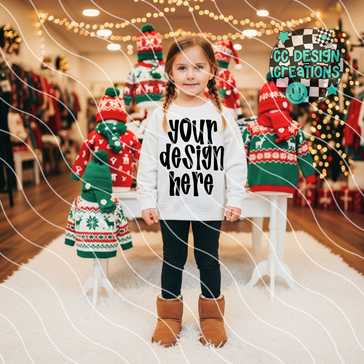 White Sweatshirt Mock Christmas Youth Girl 2