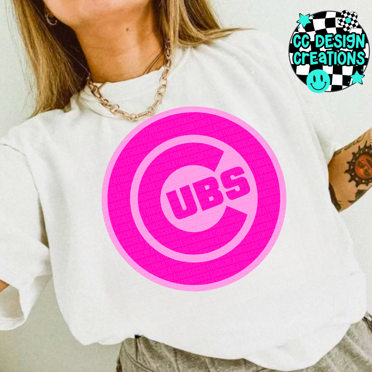 Cubs Preppy Pink PNG Digital Download