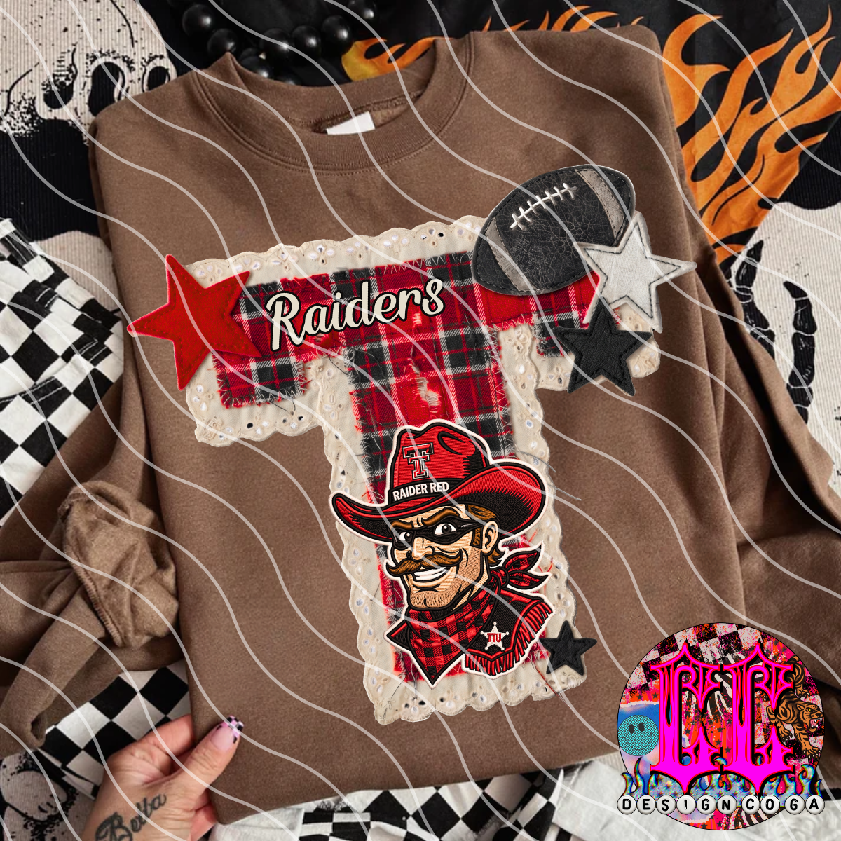 RED RAIDERS STITCHED FOOTBALL PNG DIGITAL DOWNLOAD