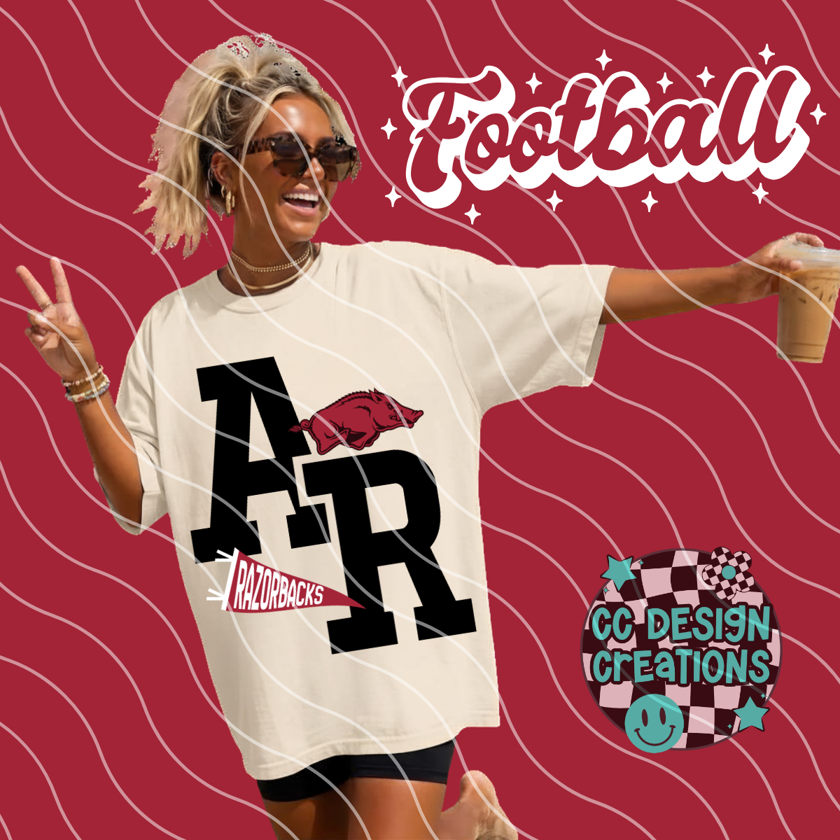 ARKANSAS FOOTBALL VARSITY PNG DIGITAL DOWNLOAD (WHITE + BLACK INCLUDED)