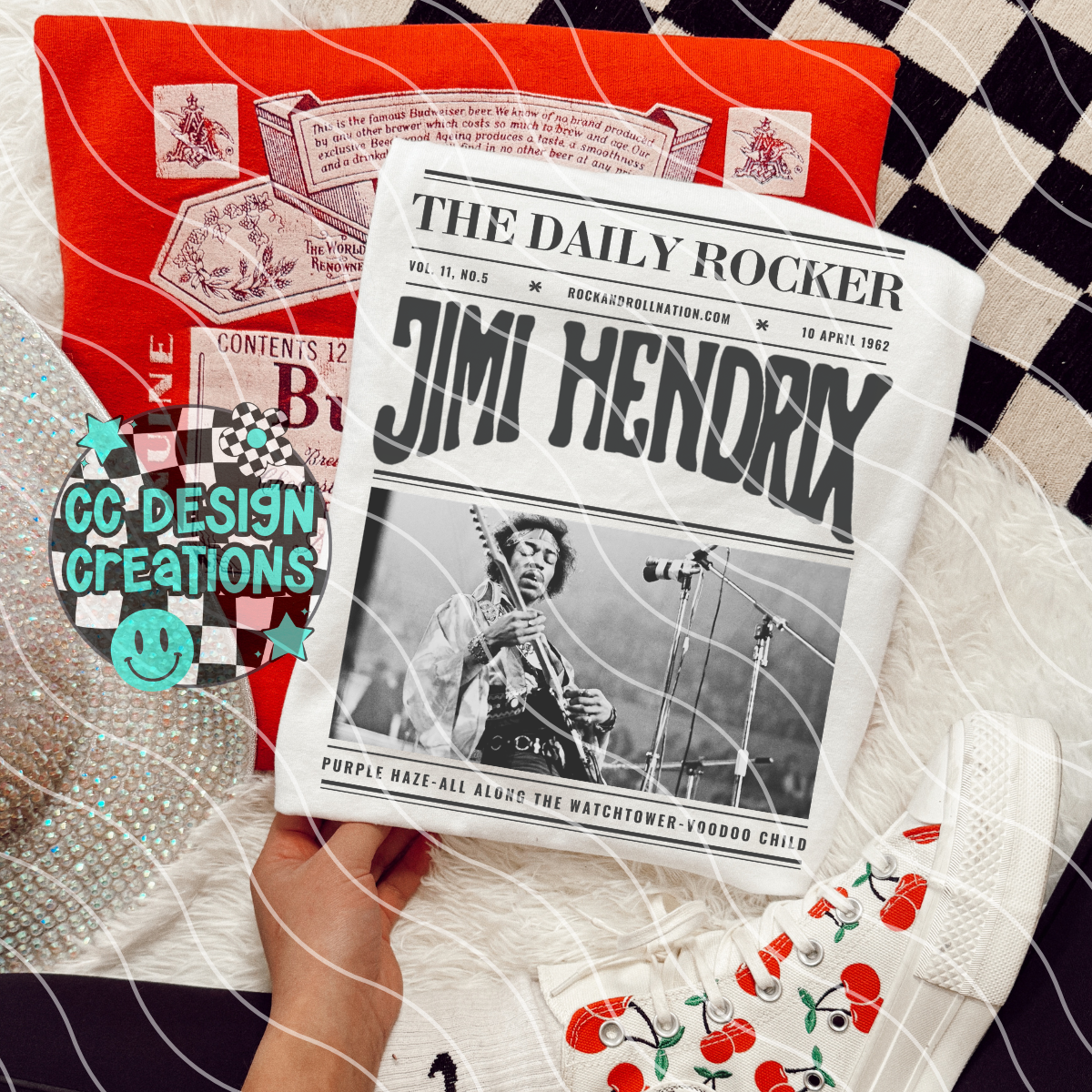 Rock N Roll Newspaper Ji mi Hen drix PNG Digital Download