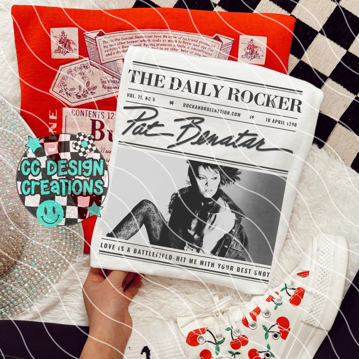 Rock N Roll Newspaper Pat Bena tar PNG Digital Download