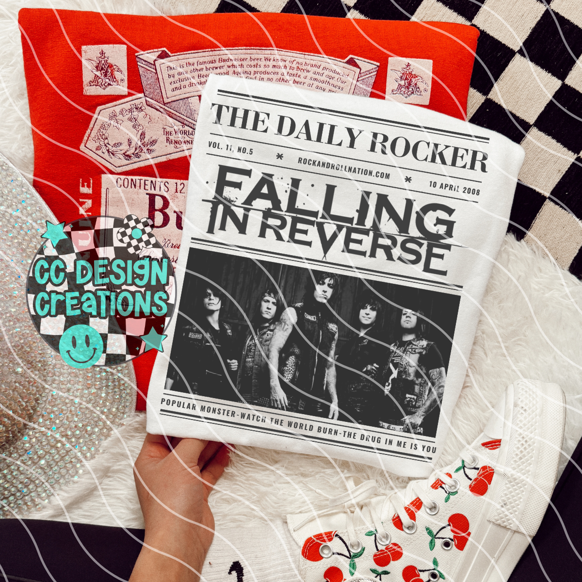 Rock N Roll Newspaper Fall ing In Rev erse PNG Digital Download