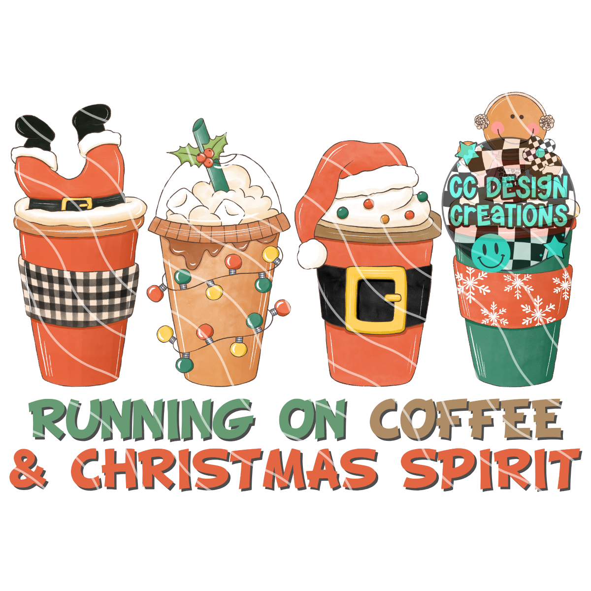 Coffee and Christmas Spirit PNG Digital Download