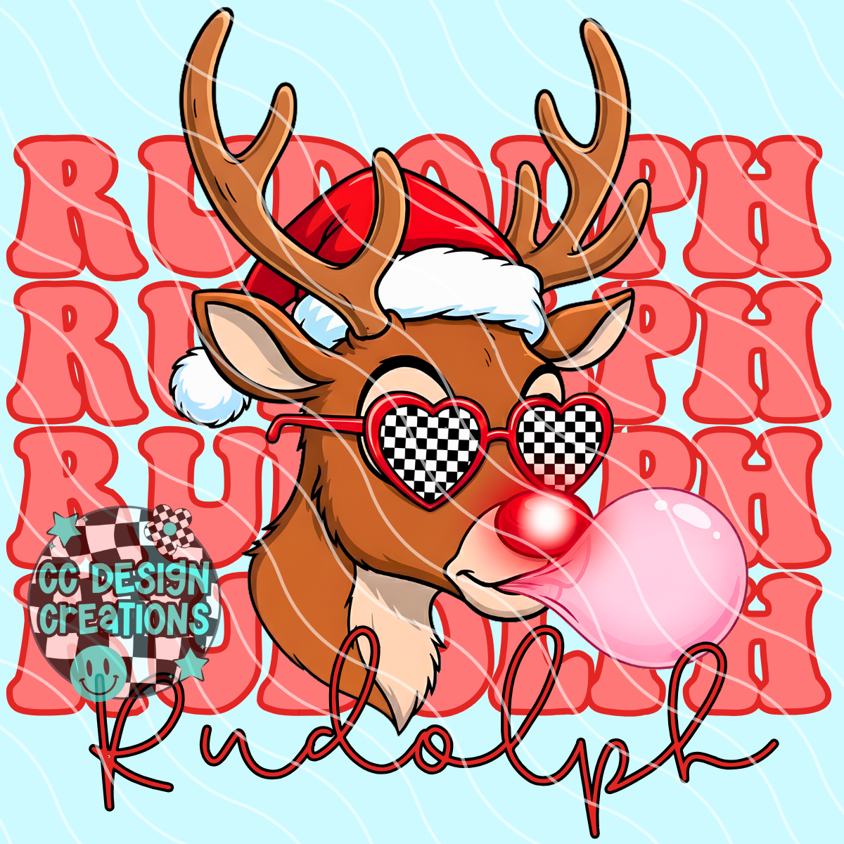 Retro Christmas Rudolph PNG Digital Download