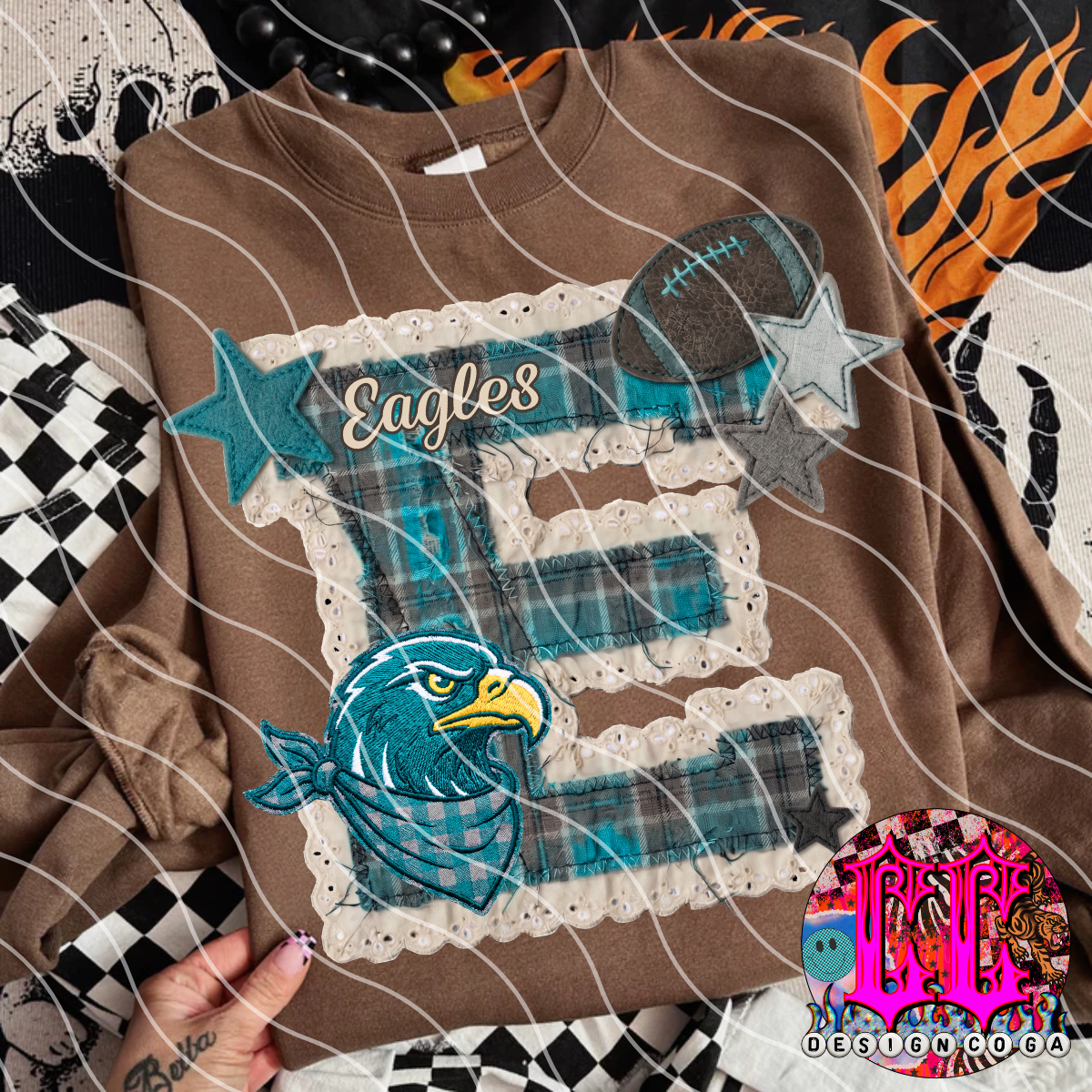 EAGLES STITCHED FOOTBALL PNG DIGITAL DOWNLOAD