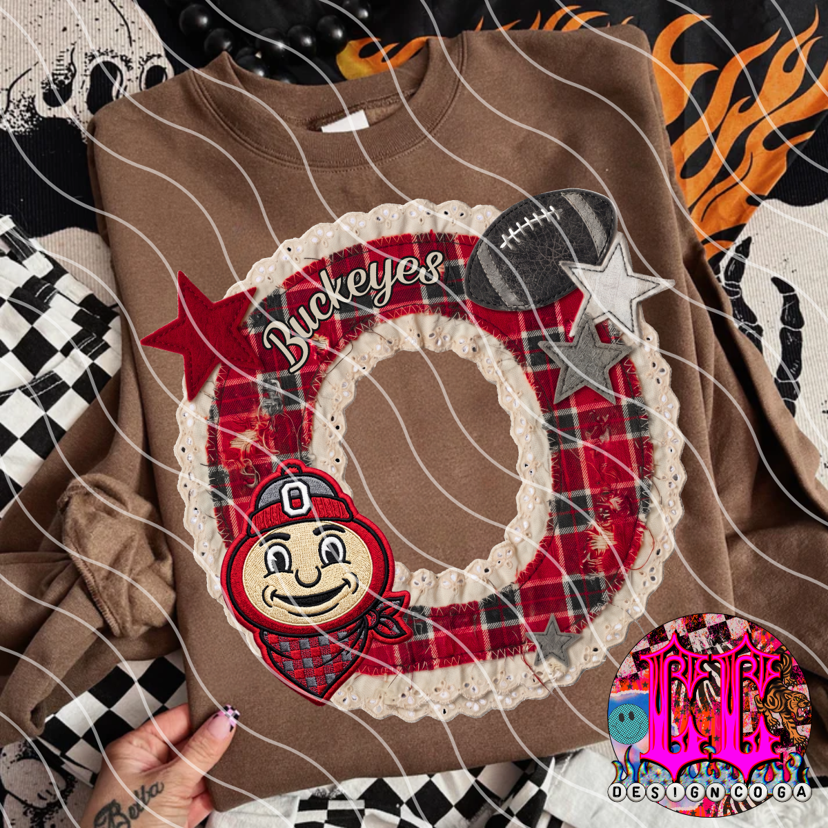 BUCKEYES STITCHED FOOTBALL PNG DIGITAL DOWNLOAD