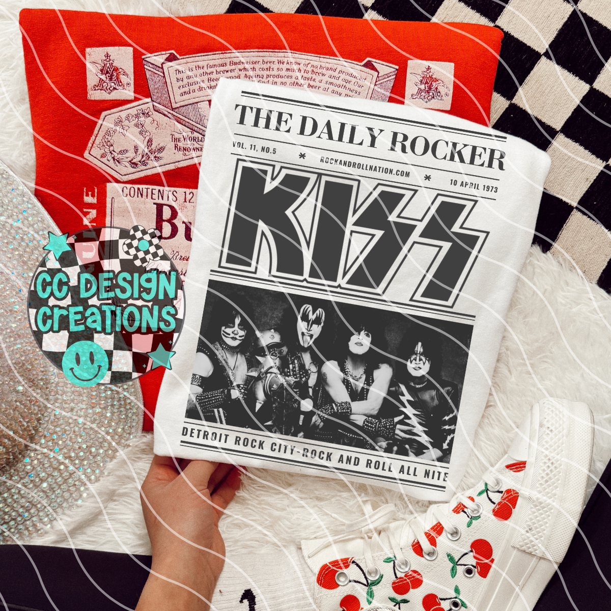 Rock N Roll Newspaper Kis s PNG Digital Download