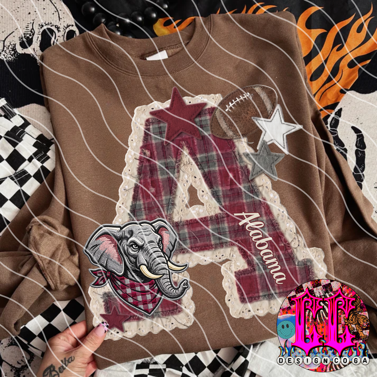 BAMA STITCHED FOOTBALL PNG DIGITAL DOWNLOAD