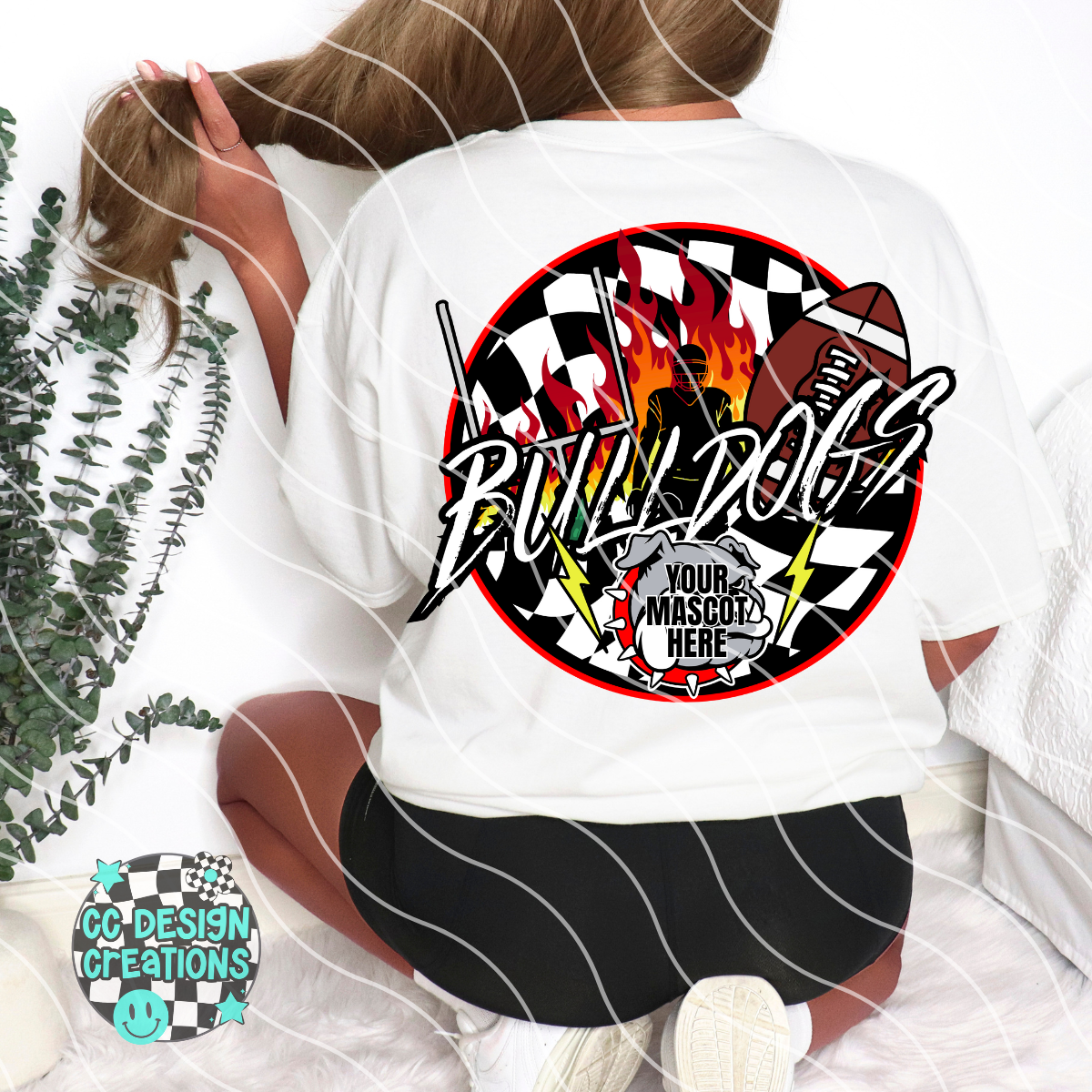 CUSTOM Fire Football School Spirit PNG Digital Download