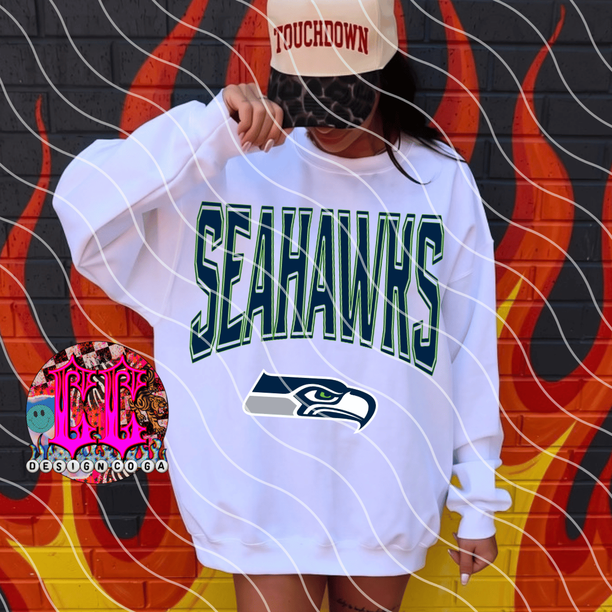 SEA HAWKS 2 RETRO FOOTBALL PNG DIGITAL DOWNLOAD