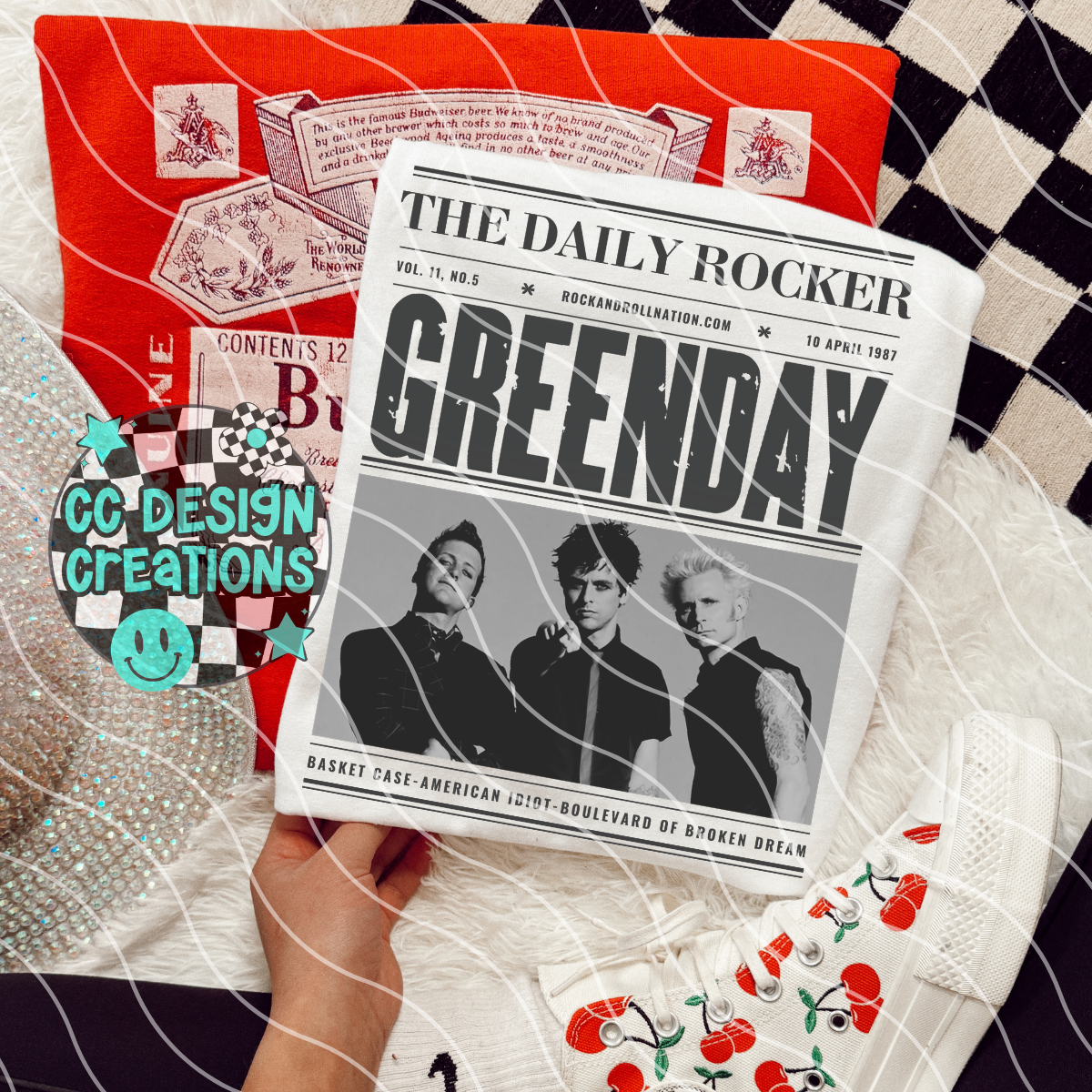Rock N Roll Newspaper Green D ay PNG Digital Download
