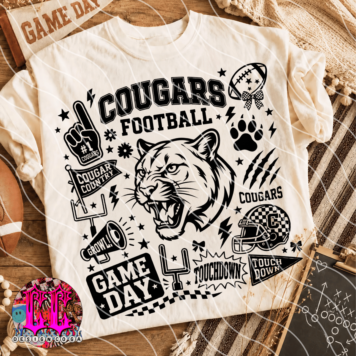 COUGARS MASCOT COLLAGE PNG DIGITAL DOWNLOAD