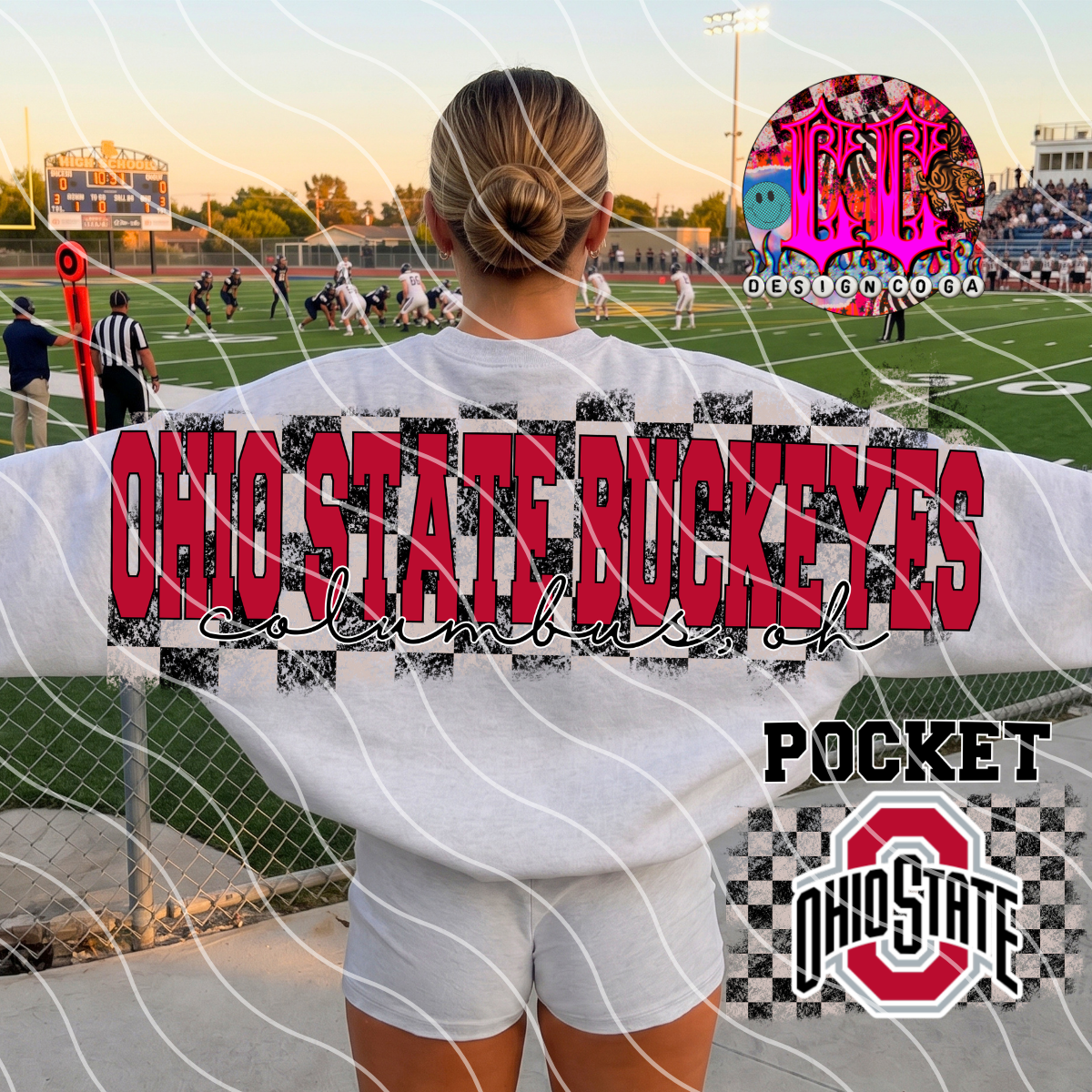 BUCKEYES CHECKERED FOOTBALL PNG DIGITAL DOWNLOAD