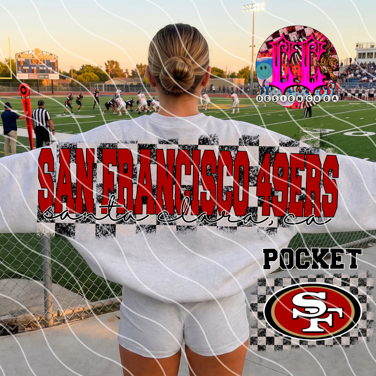 NINERS CHECKERED FOOTBALL PNG DIGITAL DOWNLOAD