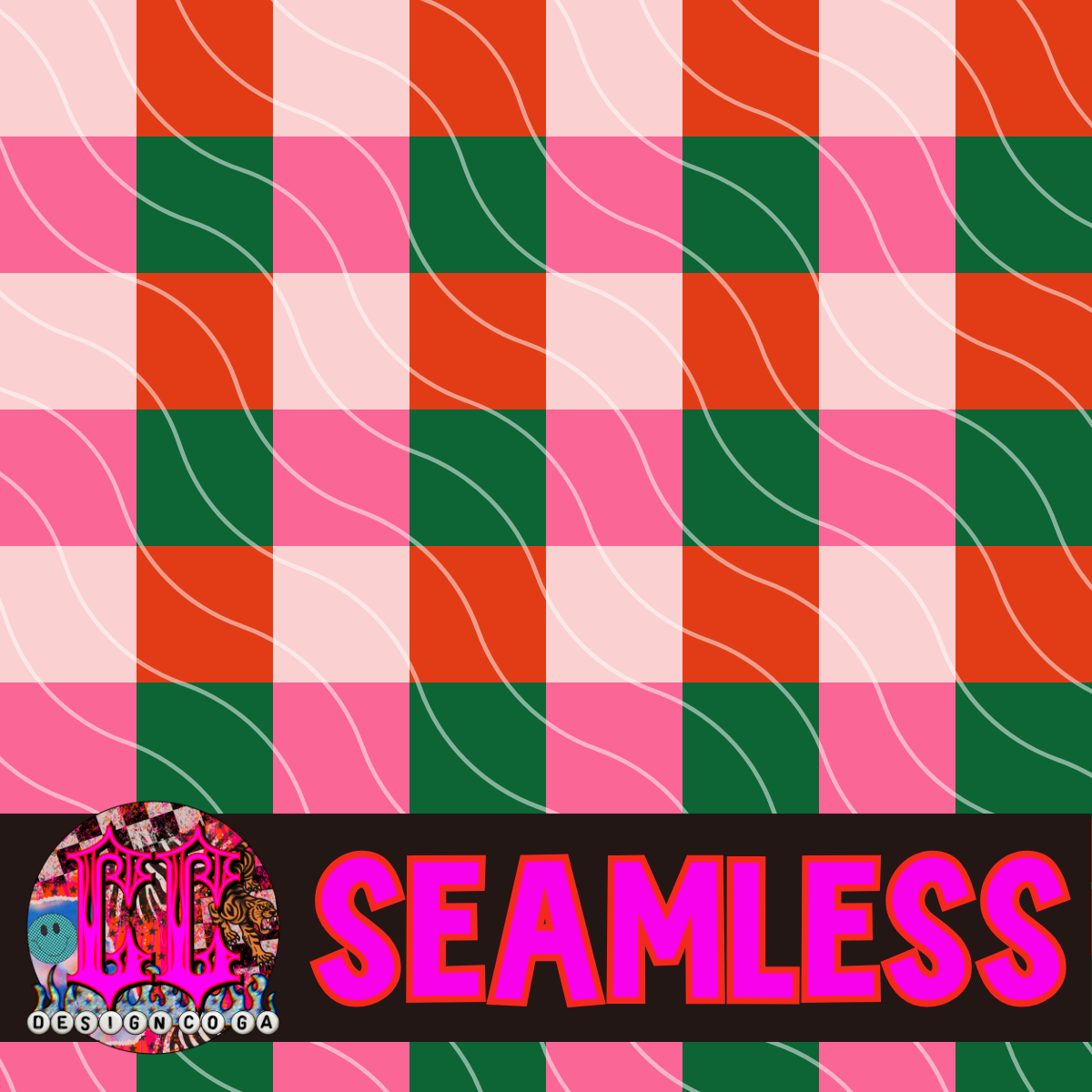 CHECKERED CHRISTMAS SEAMLESS PNG DIGITAL DOWNLOAD