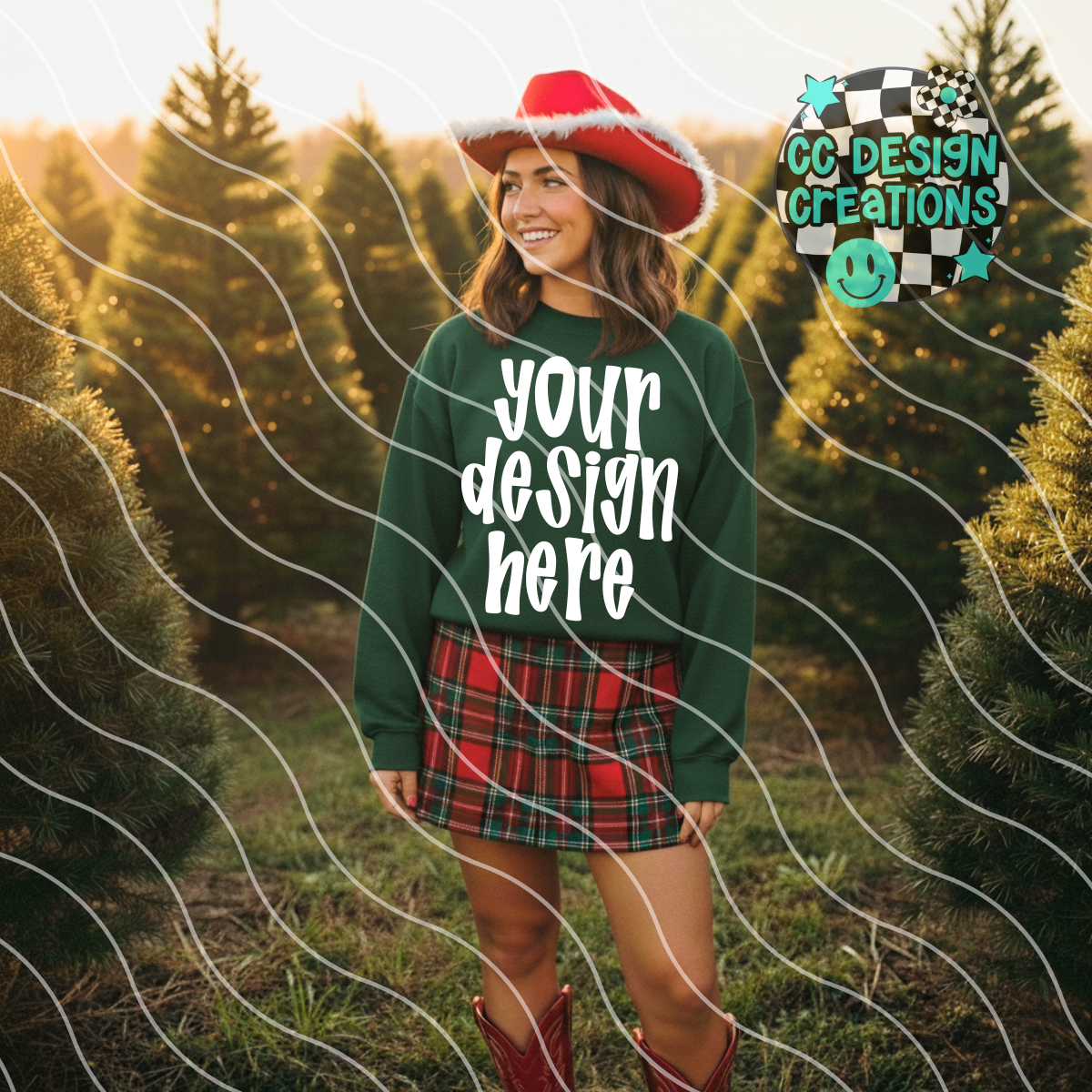 Green Sweatshirt Tree Farm Mock