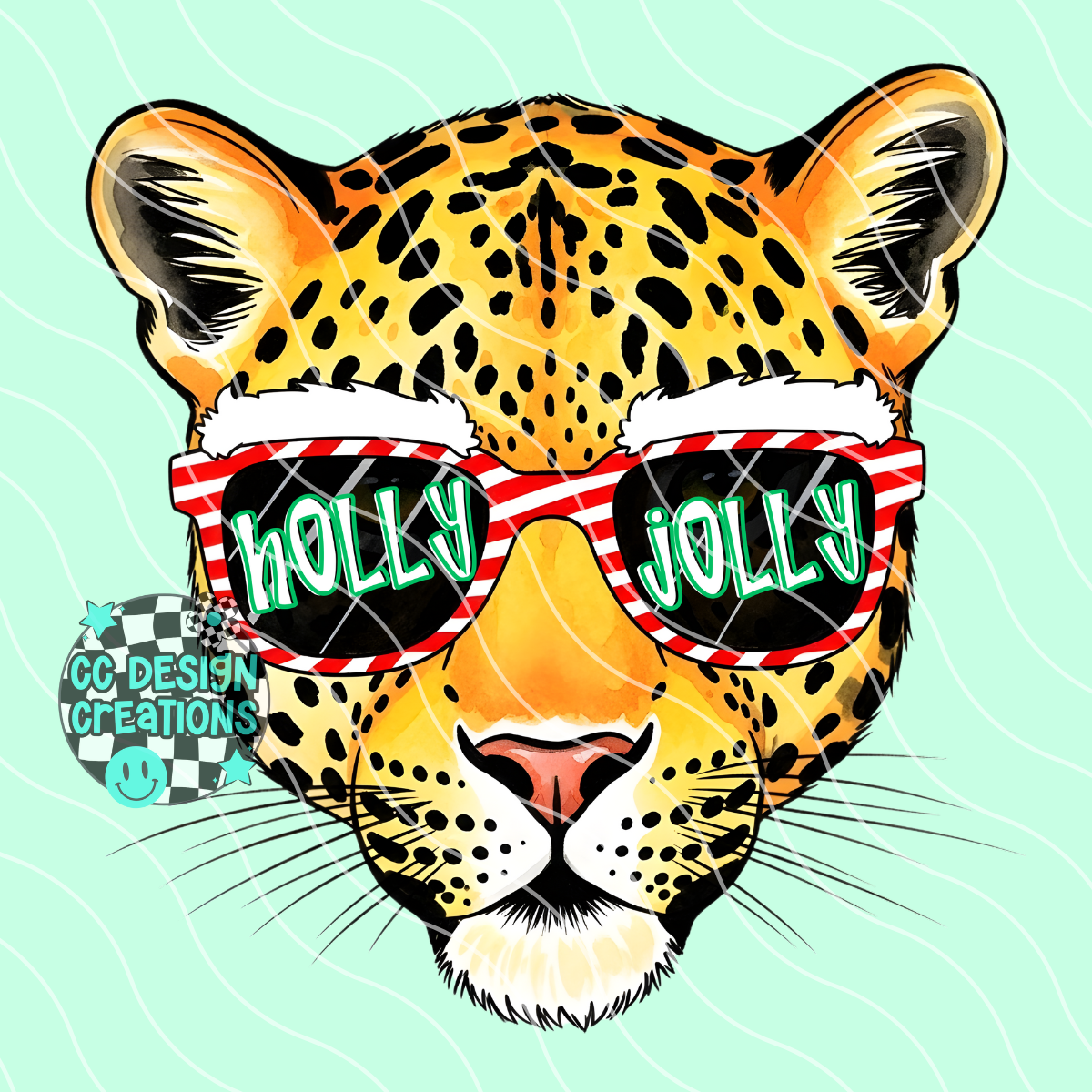 Holly Jolly Leopard PNG Digital Download