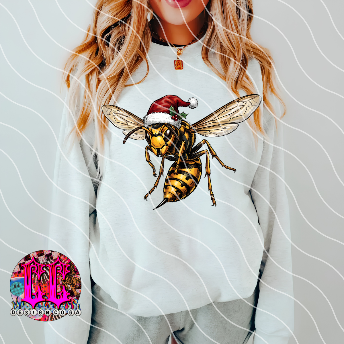 HORNETS CHRISTMAS SKETCH MASCOT PNG DIGITAL DOWNLOAD
