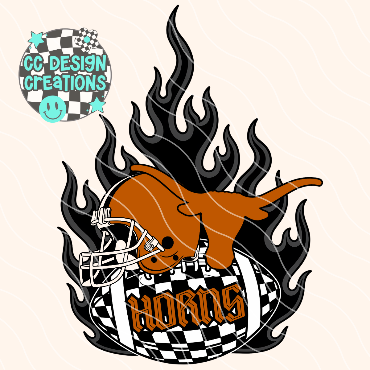 Horns Flaming Alt Football PNG Digital Download