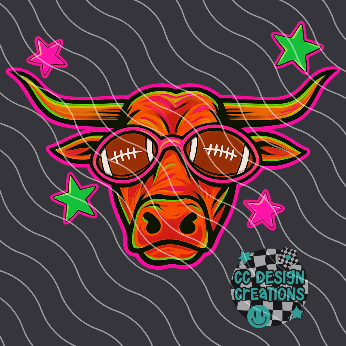 Longhorn Neon Mascot PNG Digital Download