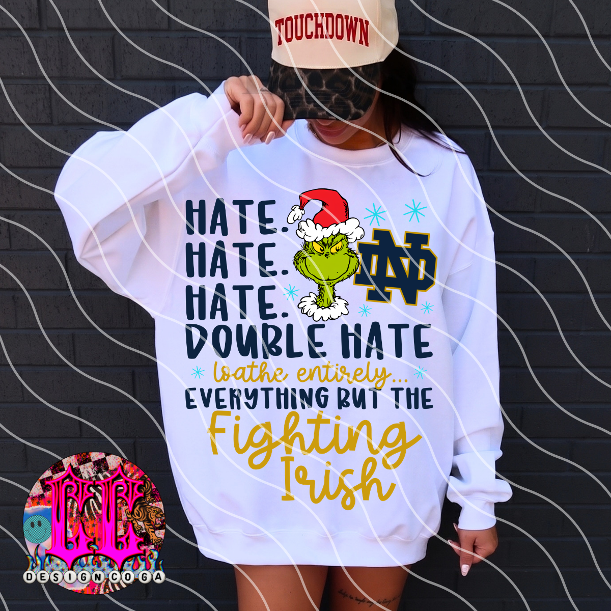 ND DOUBLE HATE FOOTBALL PNG DIGITAL DOWNLOAD